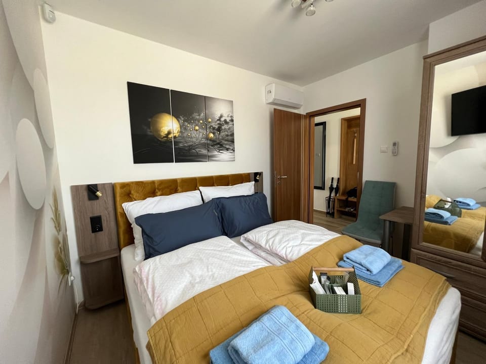 Bed, TV and multimedia, Bedroom, wardrobe, air conditioner