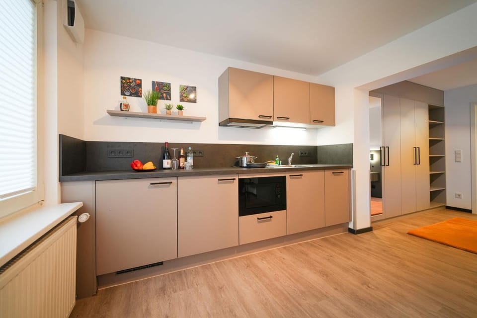 Kitchen or kitchenette, stove, kitchen