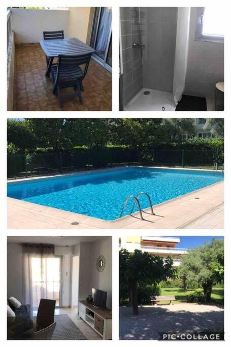 Location saisonnière 2 p Antibes-Piscine-Climatisation-terrasse au calme Apartment in Antibes