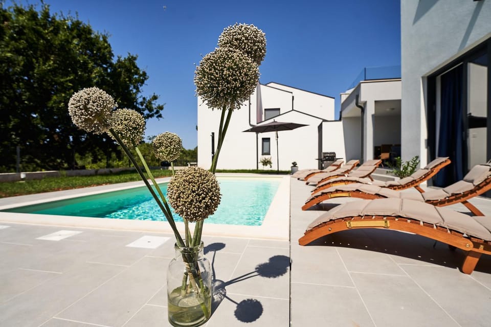 Swimming pool, sunbed