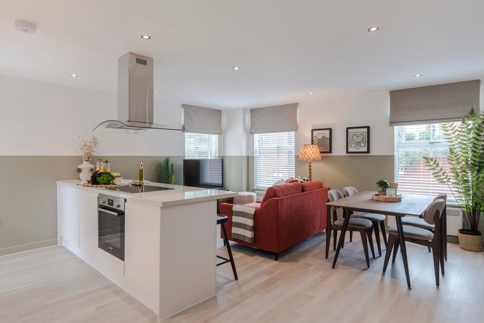 Kitchen or kitchenette, Living room, Dining area, dishwasher, minibar, pet friendly, stove
