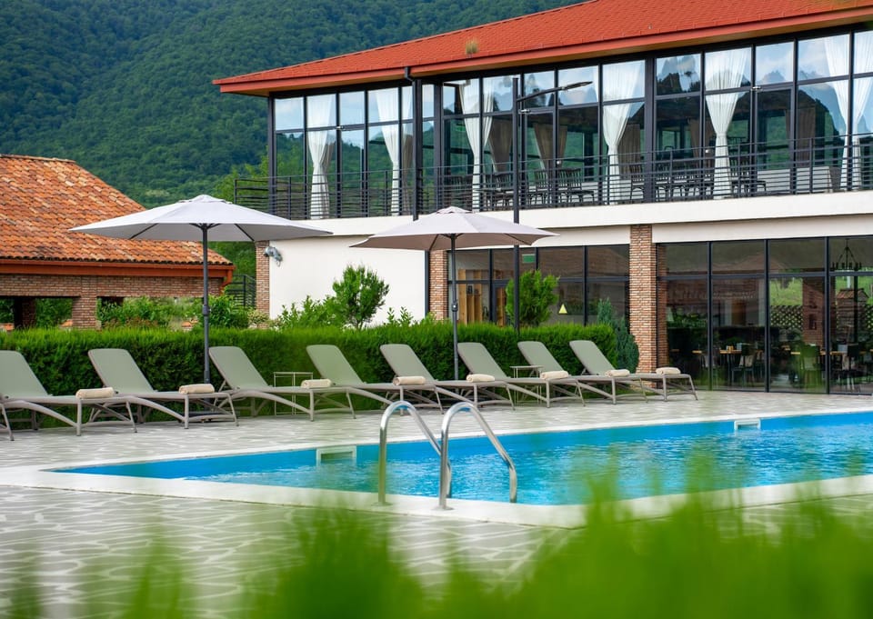 Natural landscape, Garden, Pool view, Swimming pool