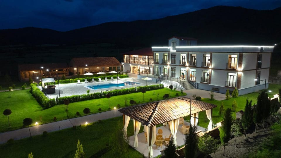 Property building, Night, Natural landscape, Garden, Garden view, Mountain view, Pool view, Swimming pool, sunbed