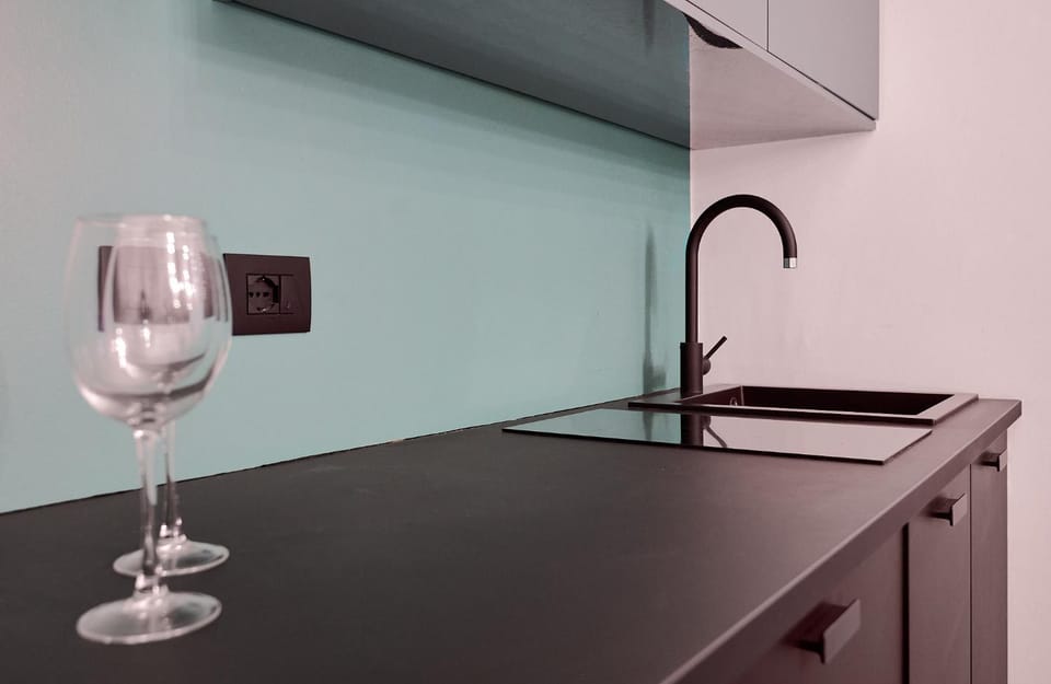 Kitchen or kitchenette, stove