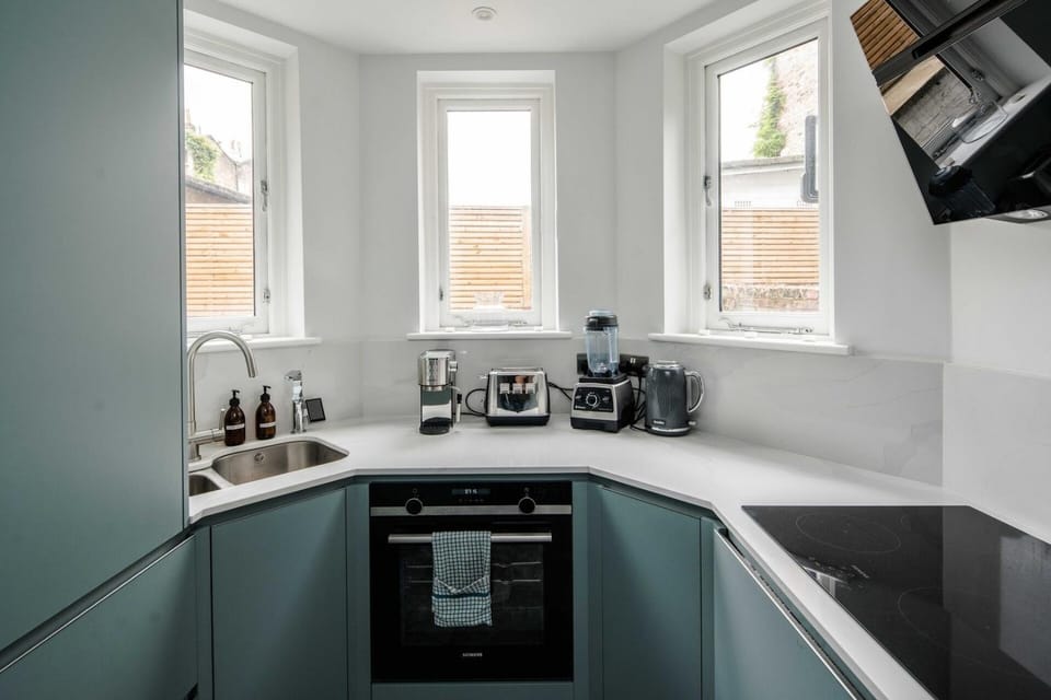 Kitchen or kitchenette, oven, stove, toaster