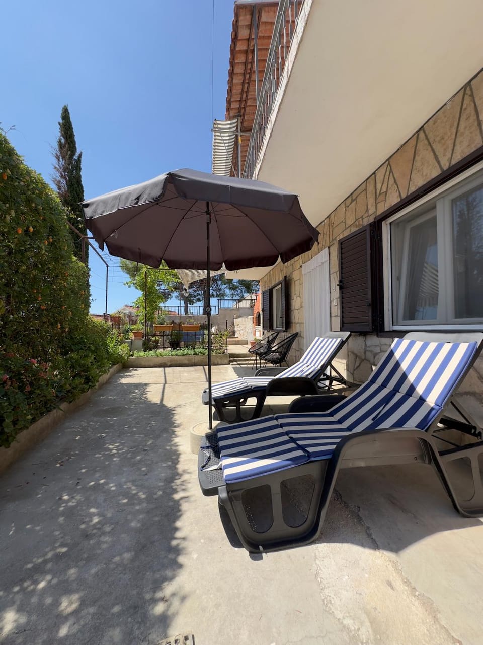 Property building, Patio, View (from property/room), Balcony/Terrace, sunbed