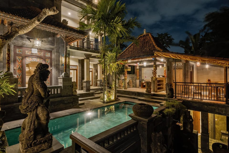 Property building, Night, Pool view, Swimming pool