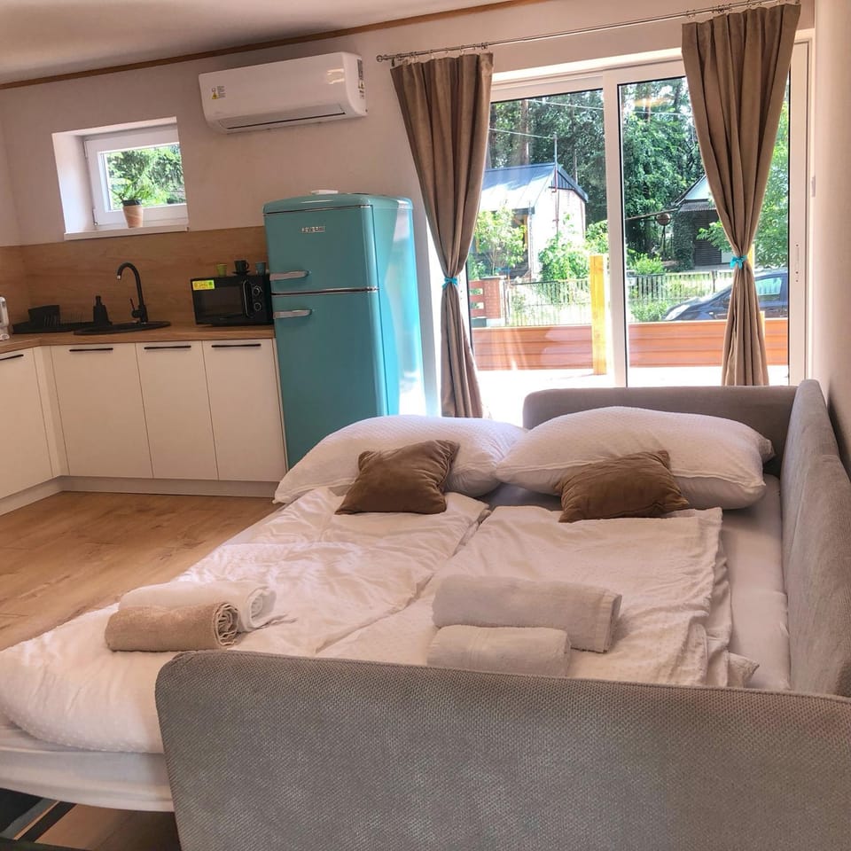 Bed, Kitchen or kitchenette, Living room, Photo of the whole room, Seating area, minibar, air conditioner