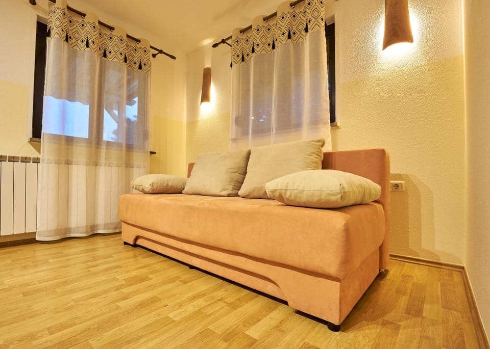 Bed, Living room, Seating area
