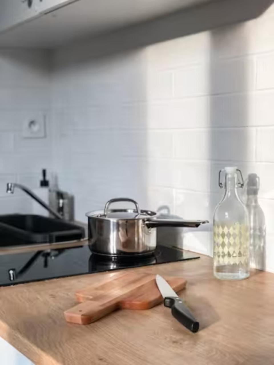 Kitchen or kitchenette, stove