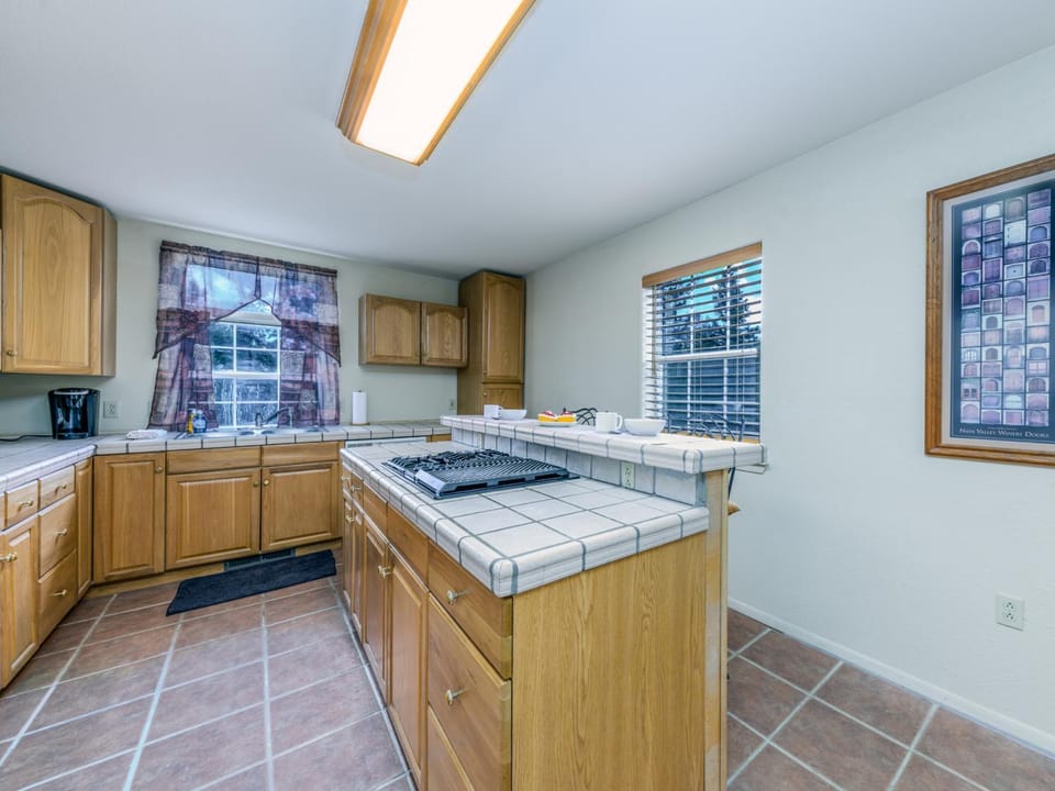 Kitchen or kitchenette, furniture, stove