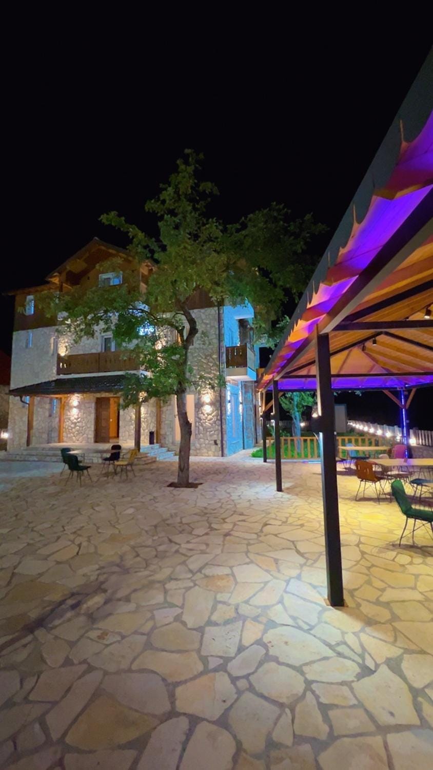 Property building, Night, Garden, Balcony/Terrace