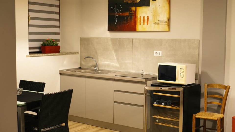 Kitchen or kitchenette, minibar, oven, stove