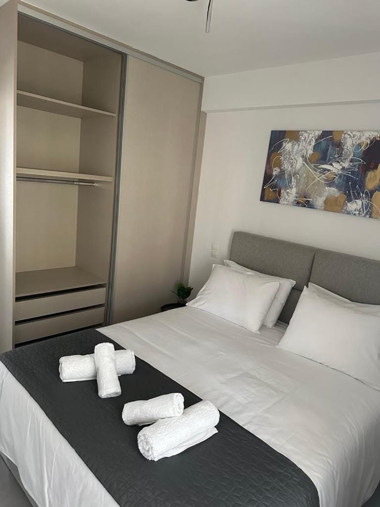 Bedroom, towels, wardrobe