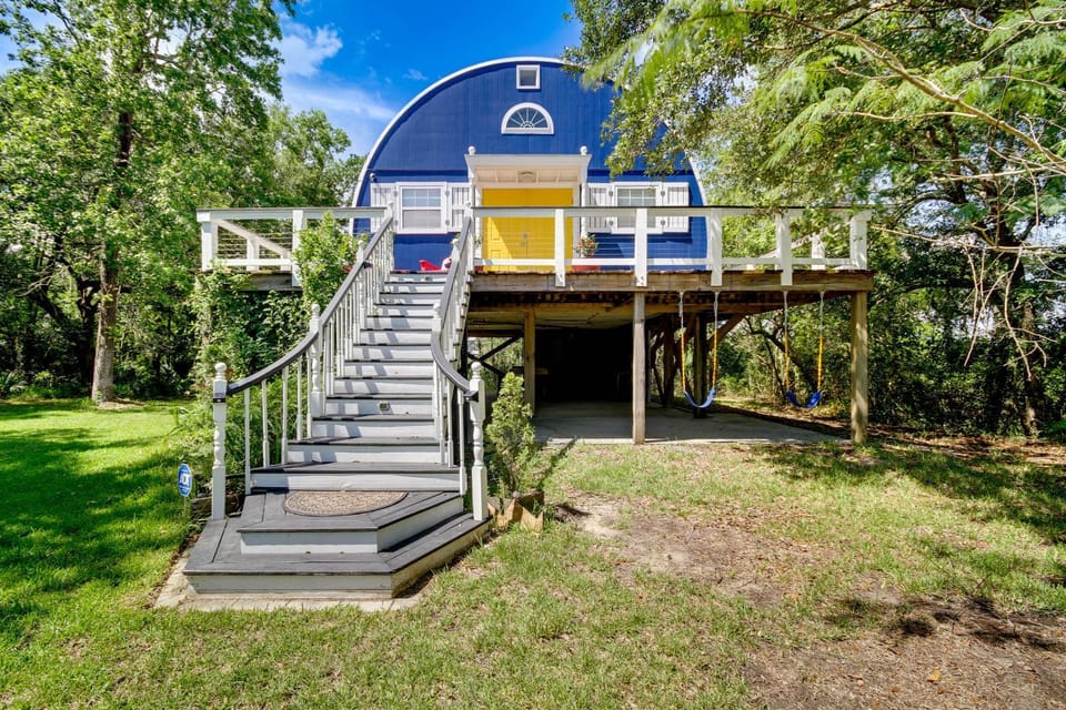 Wraparound Deck: Unique Bay St Louis Home on Canal House in Mississippi