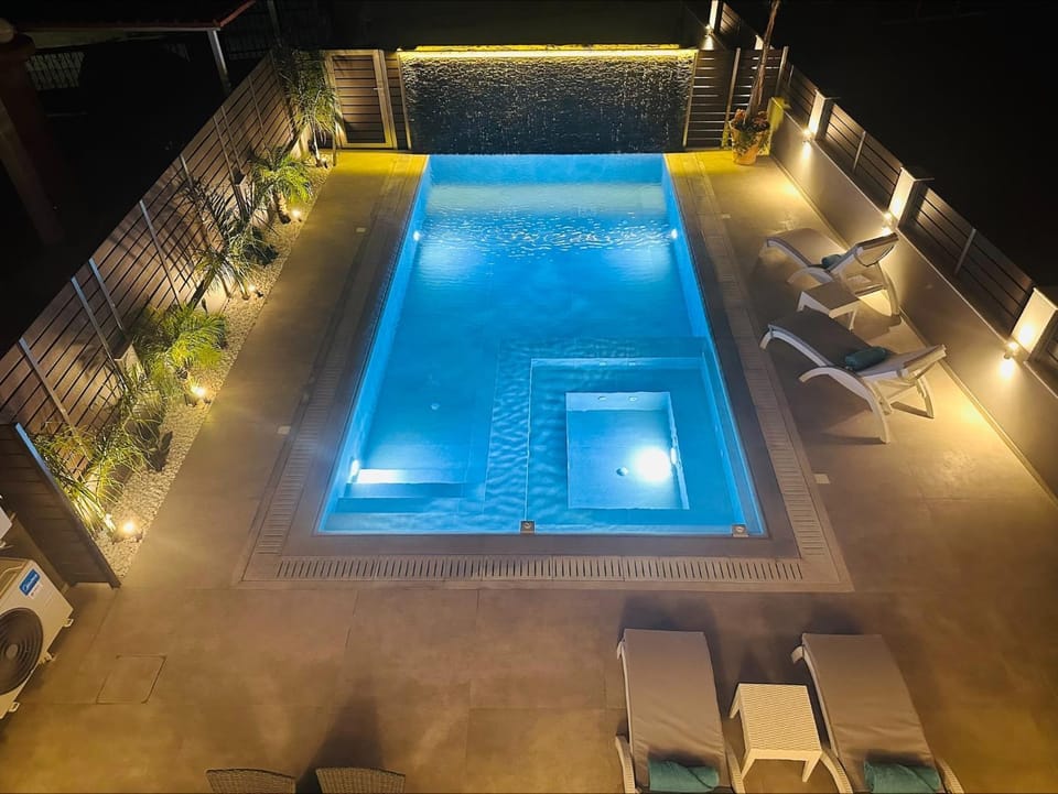 Night, Pool view, sunbed