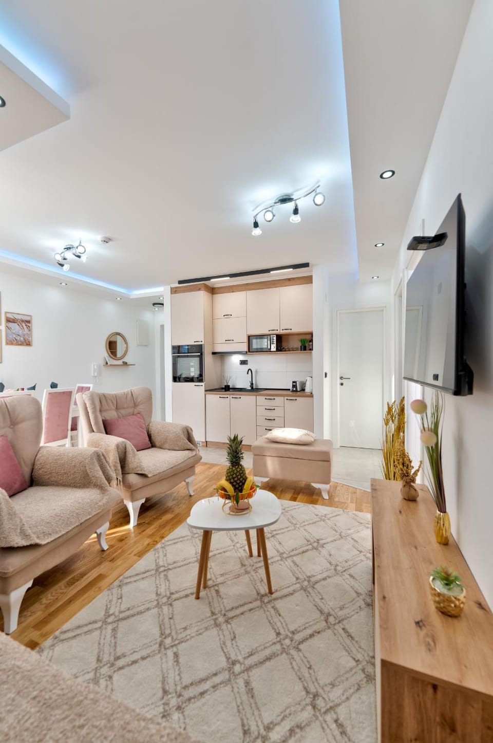Living room, kitchen