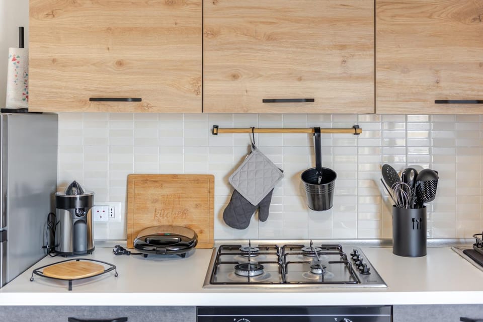 Kitchen or kitchenette, stove, toaster
