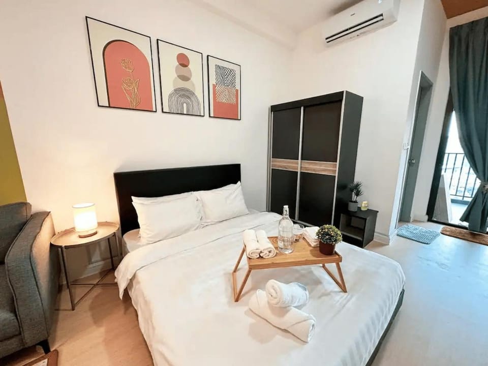 Bed, wardrobe, air conditioner