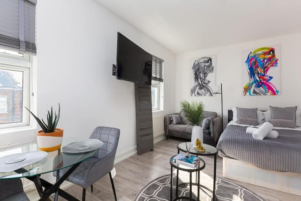 Bed, TV and multimedia, Living room, Photo of the whole room, Seating area, Dining area, Bedroom