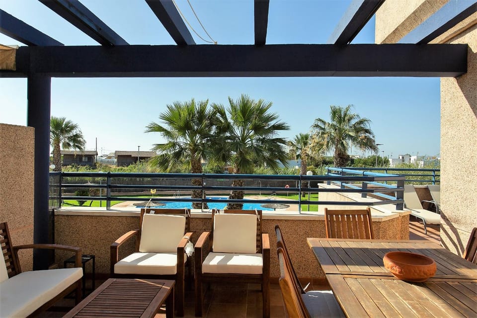 View (from property/room), Balcony/Terrace, Pool view, Swimming pool, sunbed