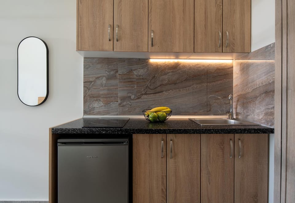 Kitchen or kitchenette, stove
