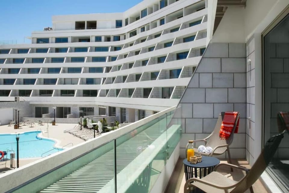 View (from property/room), Balcony/Terrace, Pool view, Swimming pool