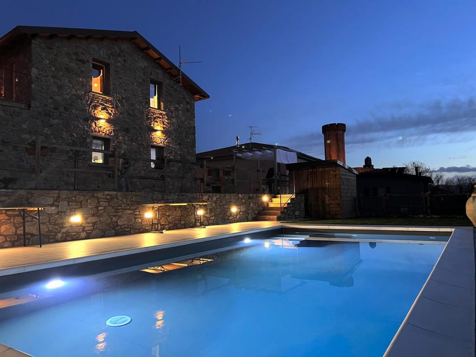 Night, Pool view, Swimming pool