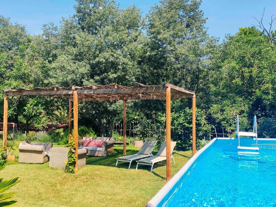 Property building, Living room, Swimming pool