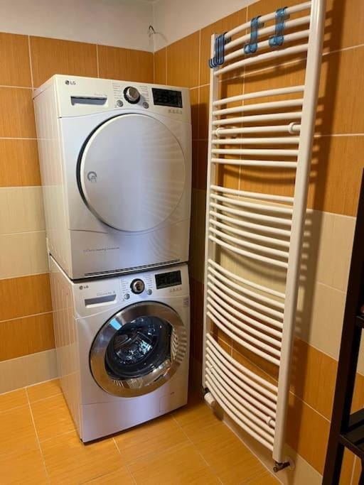 Bathroom, washing machine, dryer