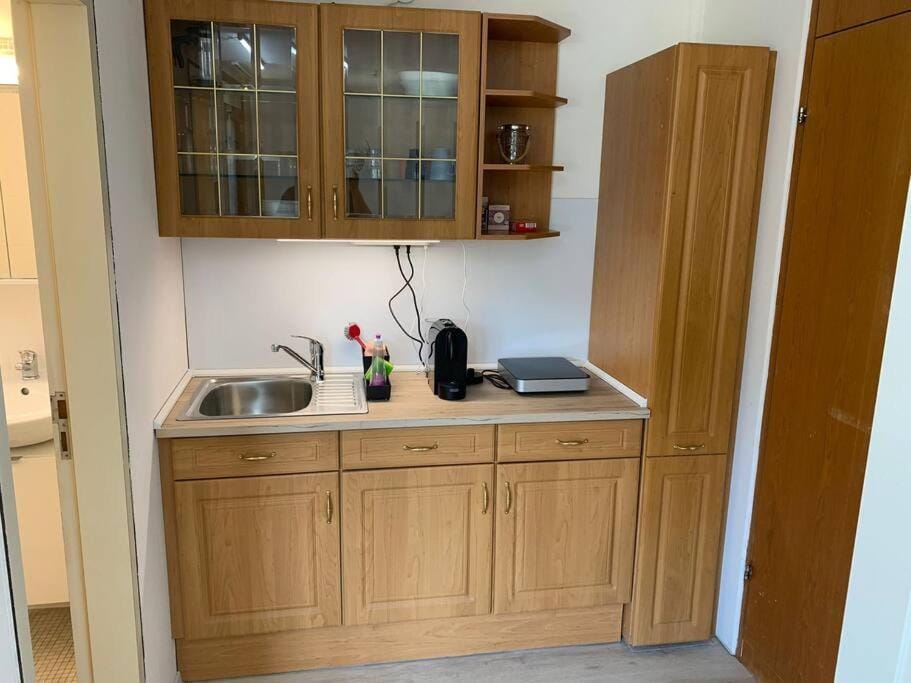Kitchen or kitchenette, stove