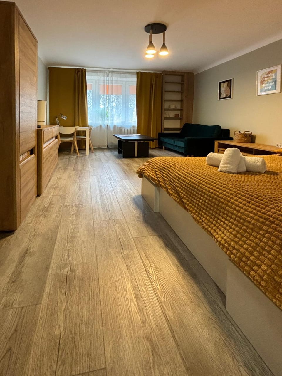 Bed, Living room, Photo of the whole room, Seating area, Bedroom