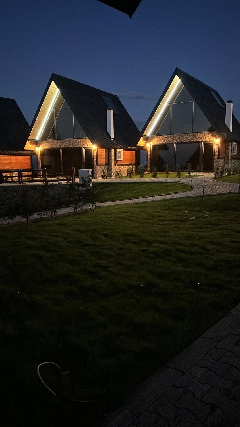 Property building, Night, Garden, Garden view