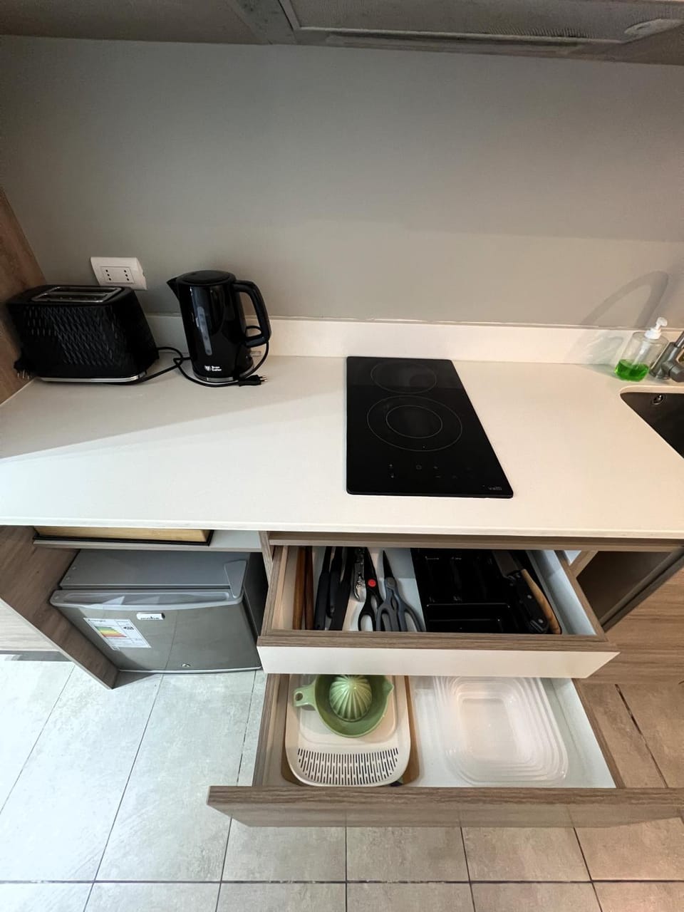 Kitchen or kitchenette, toaster