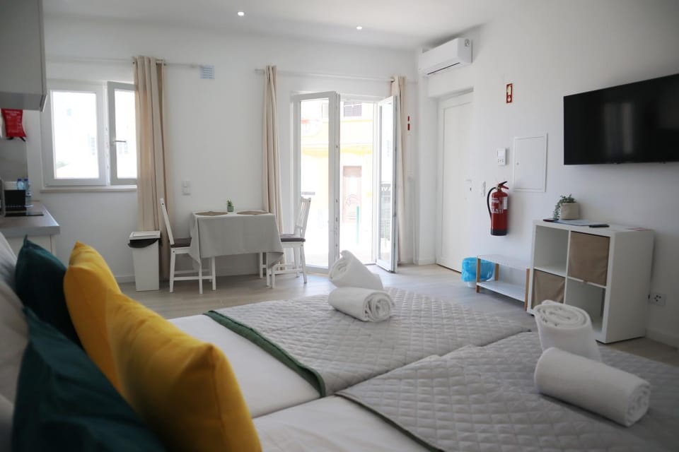 Communal lounge/ TV room, Spring, Bed, Winter, Summer, TV and multimedia, Living room, Photo of the whole room, Seating area, Bedroom, Autumn, towels, air conditioner