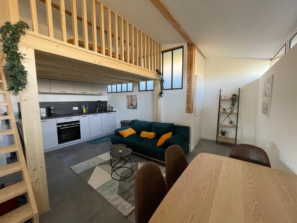 Living room, kitchen