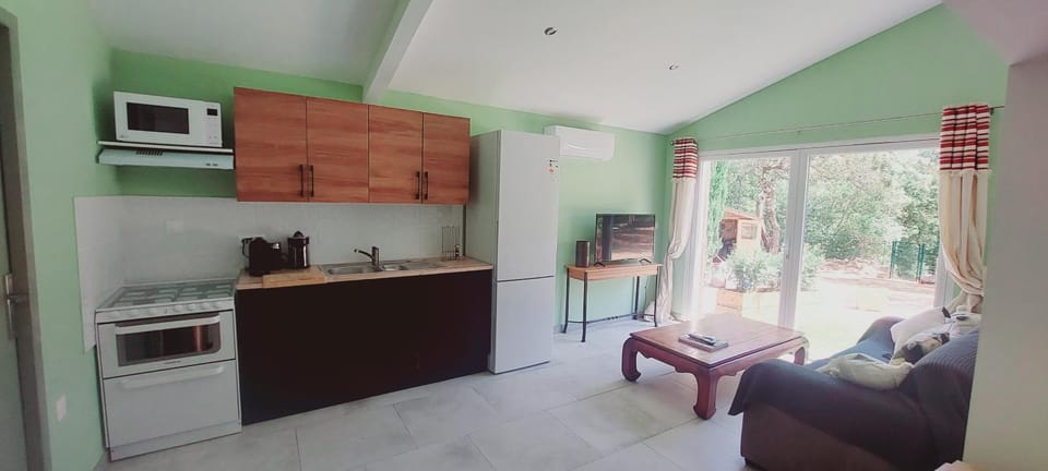 Kitchen or kitchenette, Living room, Dining area, minibar, pet friendly