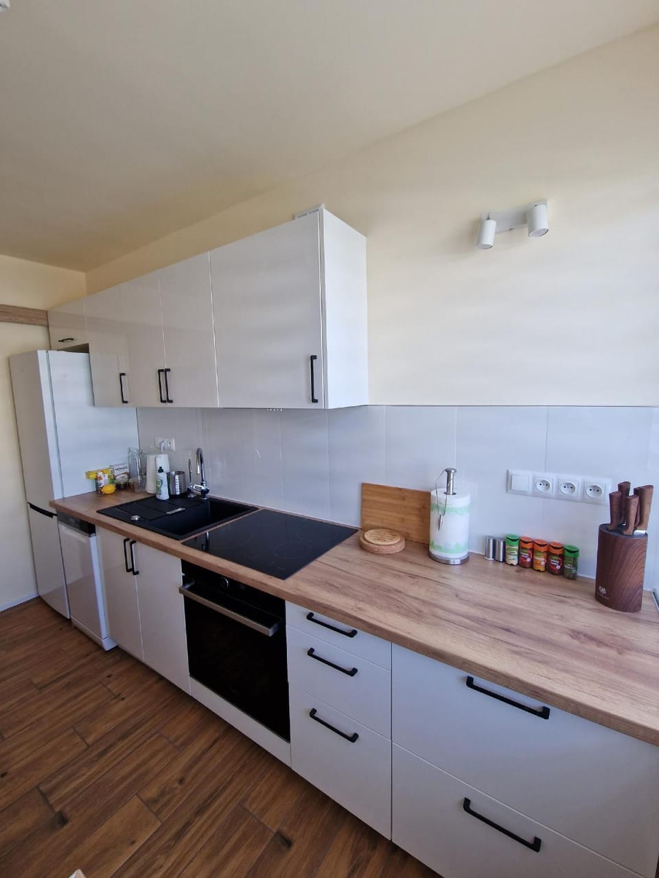 Kitchen or kitchenette, dishwasher, stove