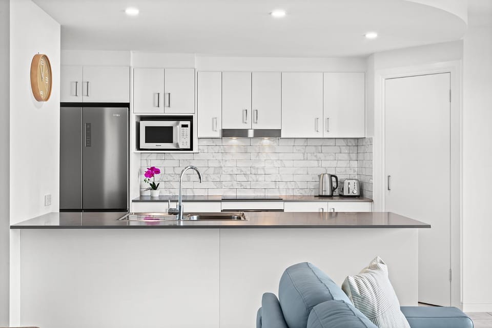 Kitchen or kitchenette, oven, stove, toaster