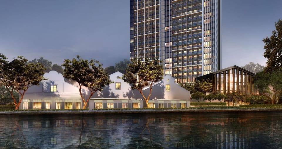 Property building, Facade/entrance, Night, River view
