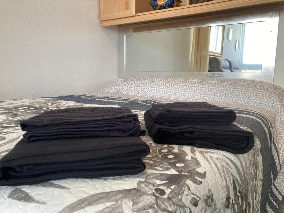 Bed, Bedroom, towels, wardrobe