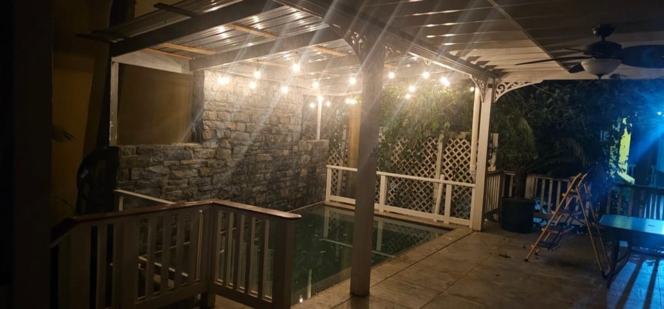 Patio, Night, Swimming pool