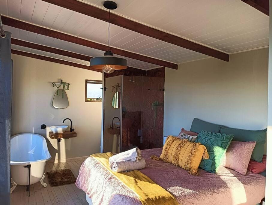 Shower, Bed, Bathroom, Photo of the whole room, Bedroom, Bath