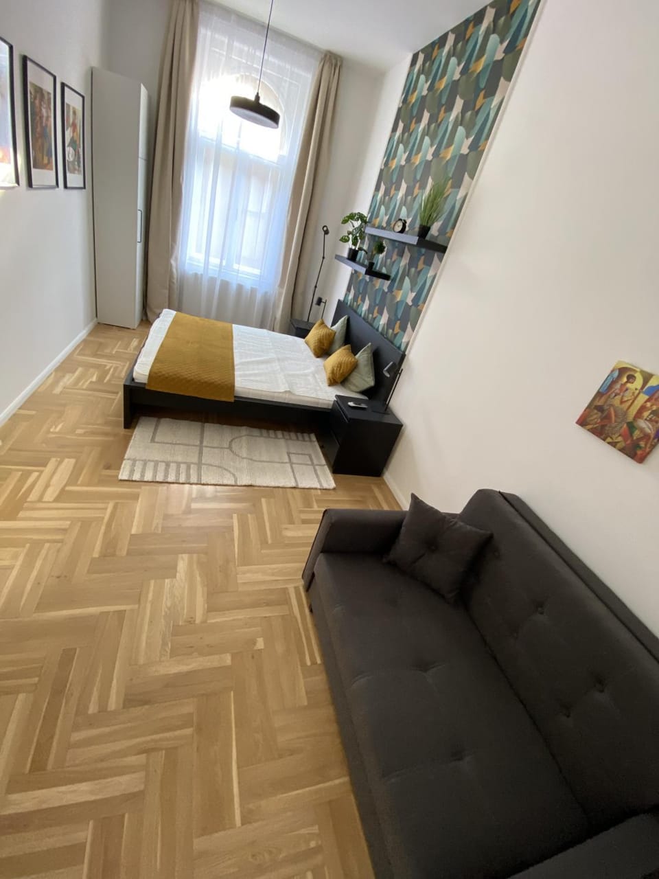 Bed, Photo of the whole room, Bedroom, air conditioner
