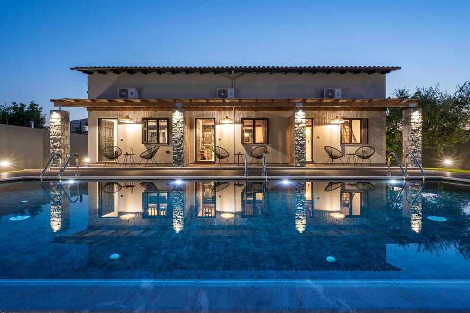 Property building, Night, Pool view, Swimming pool, Swimming pool
