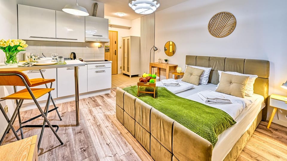 Kitchen or kitchenette, stove