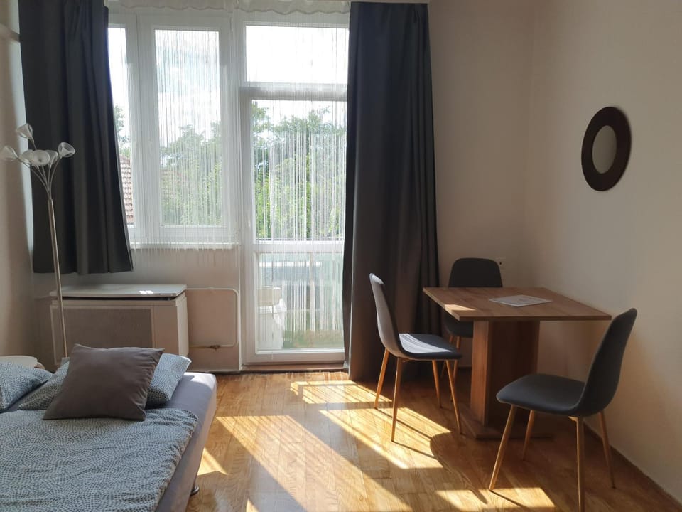 Bed, Living room, Dining area