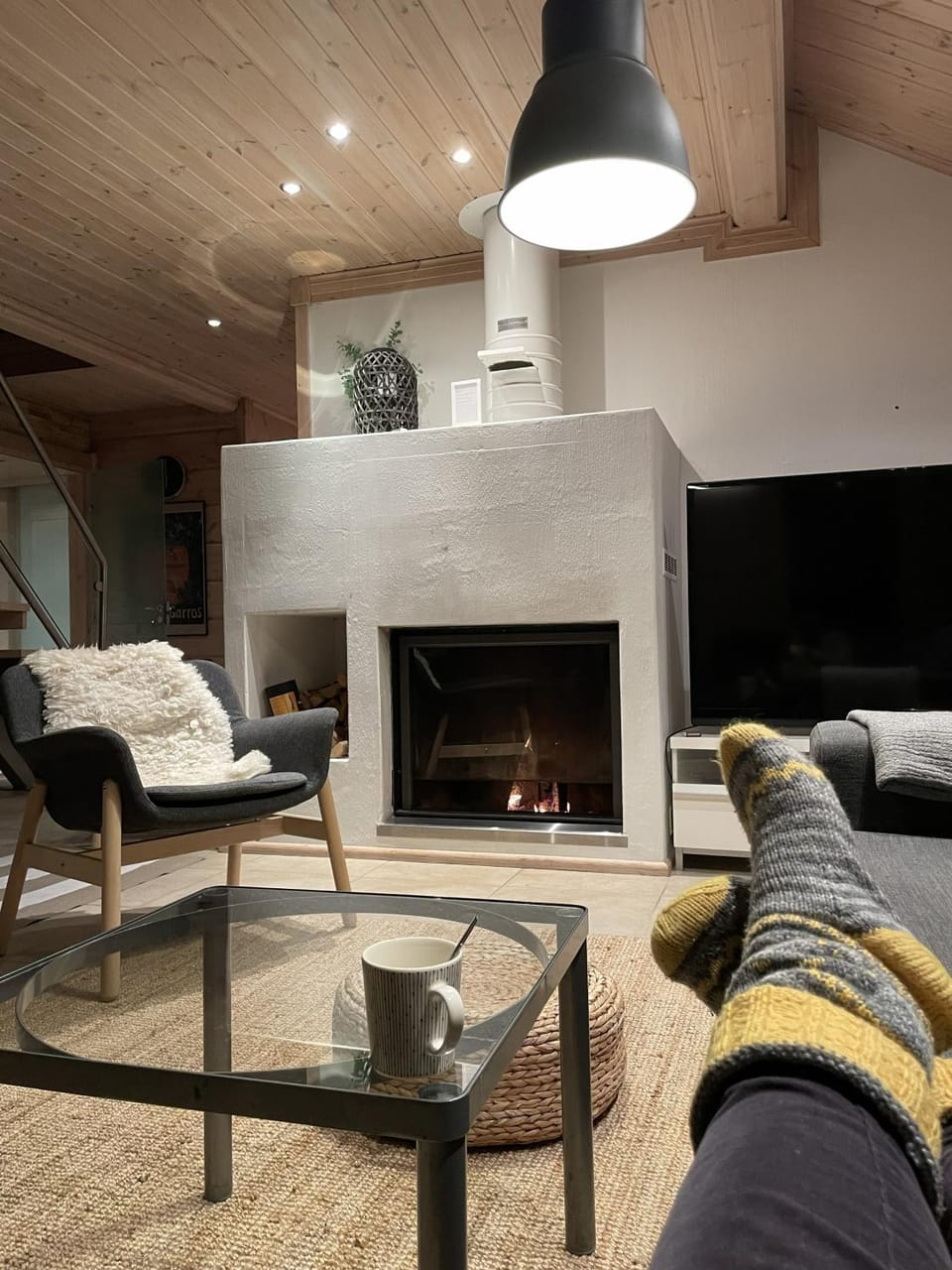 Living room, fireplace