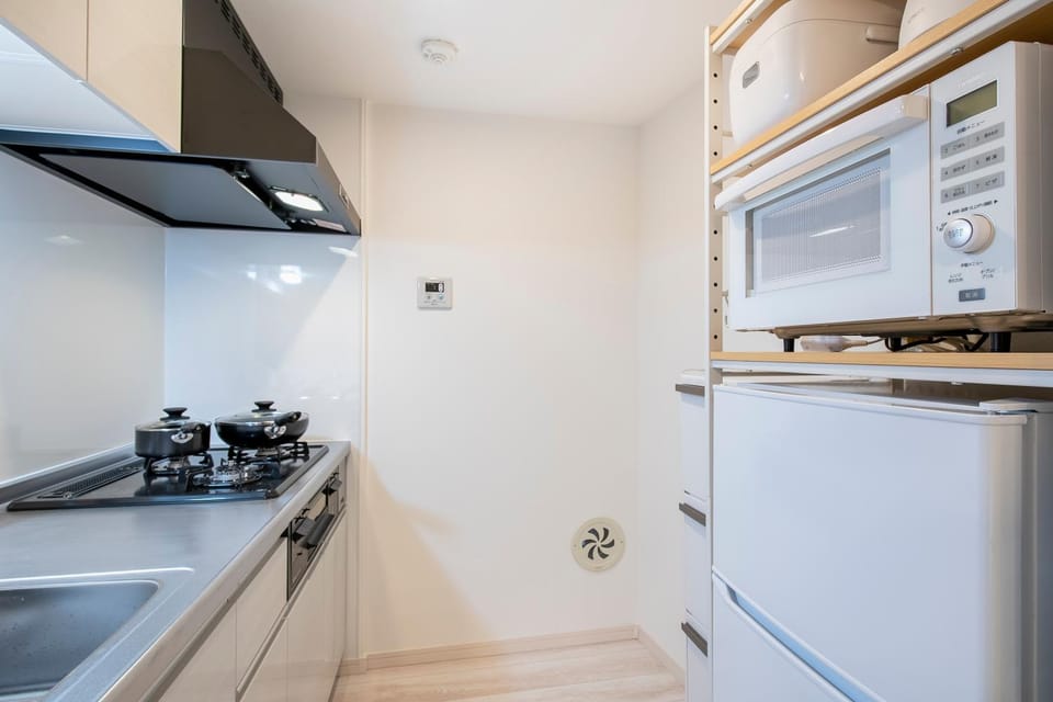 Kitchen or kitchenette, minibar, stove