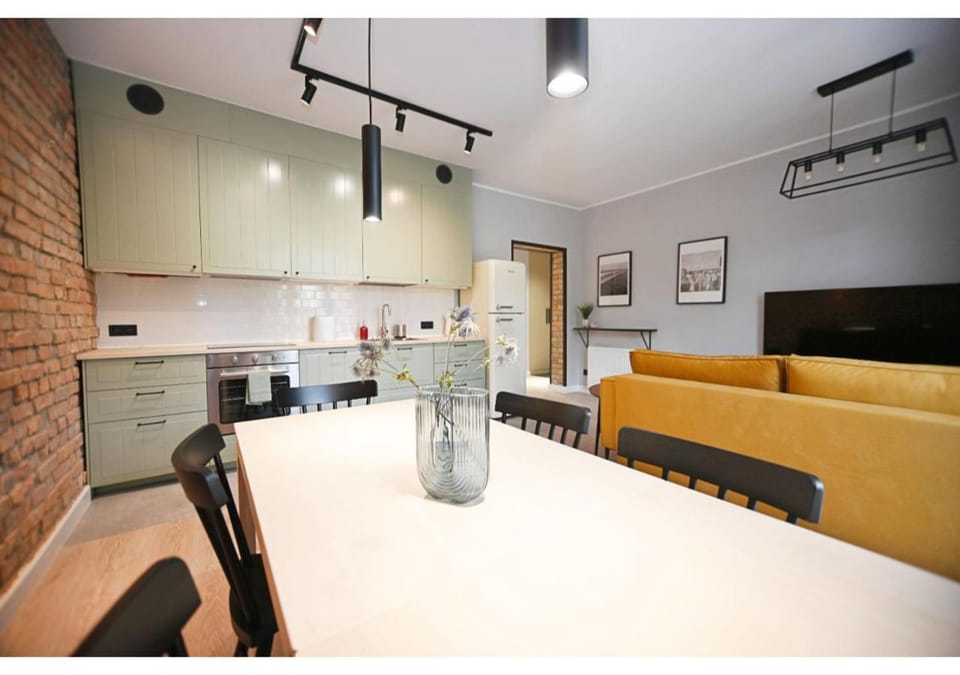 Kitchen or kitchenette, Living room, Seating area, Dining area, stove
